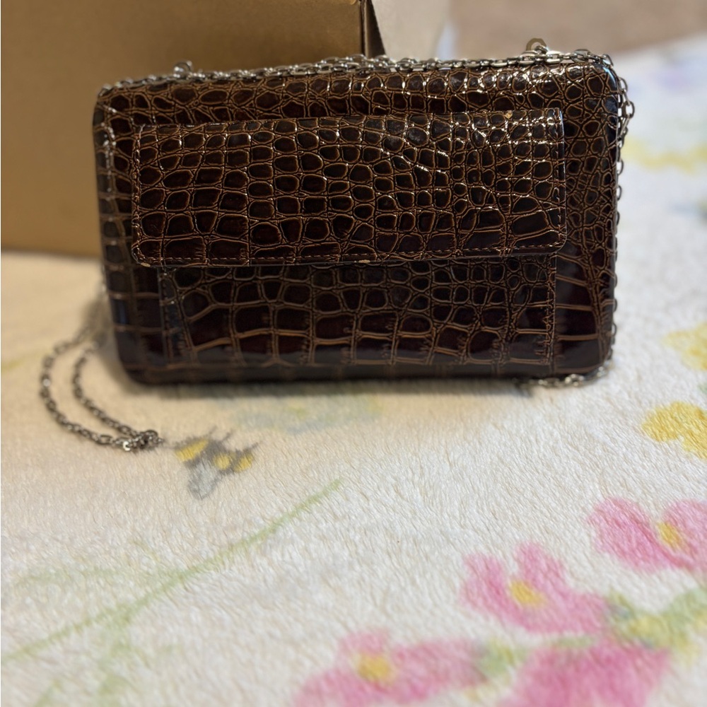 Brown Crocodile print wallet purse